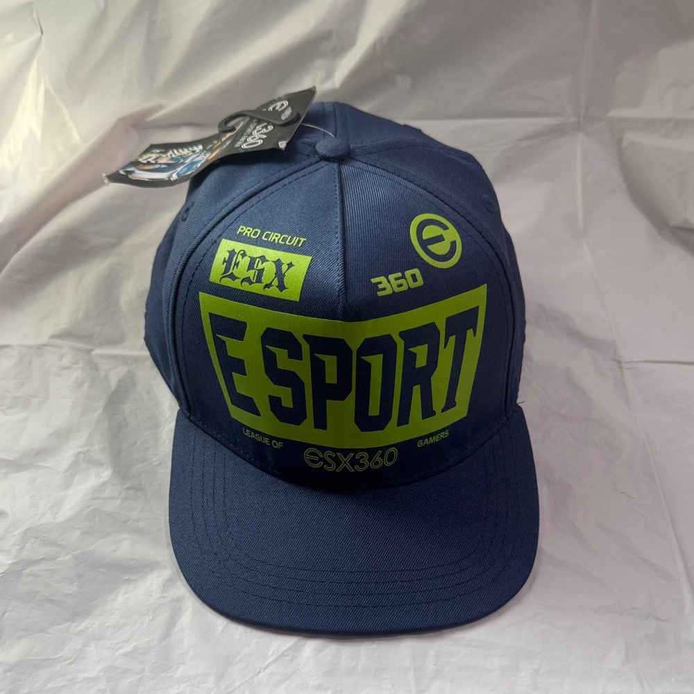 E Sport 360 Blue adjustable Cap with Neon Green Logo